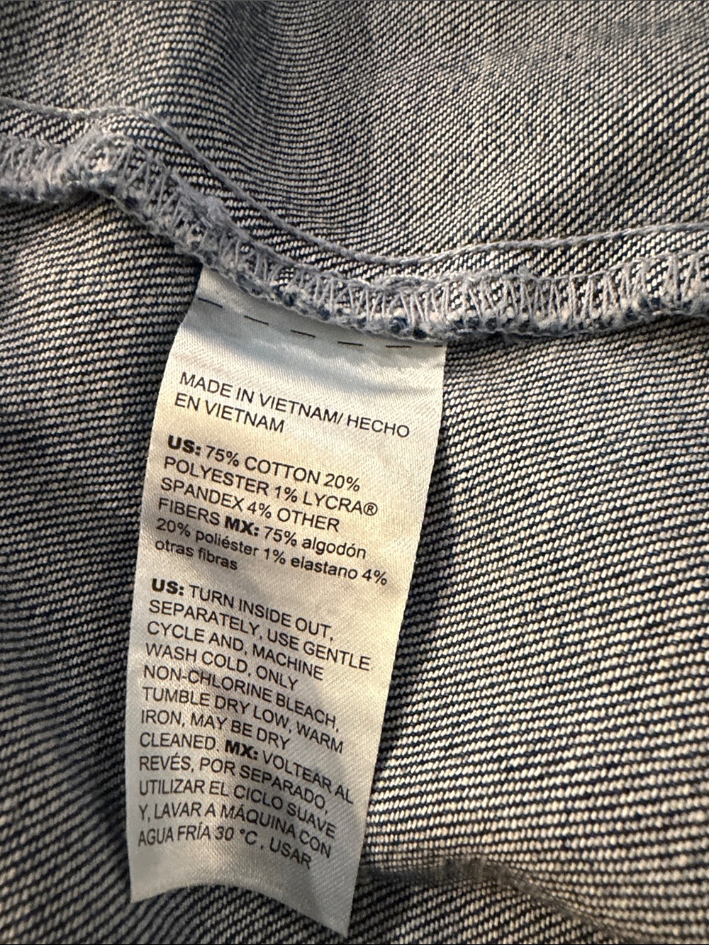 Chico’s size 3 Denim Shacket XL Stretch Longline Snap Front Side Vent Pockets - Picture 8 of 9